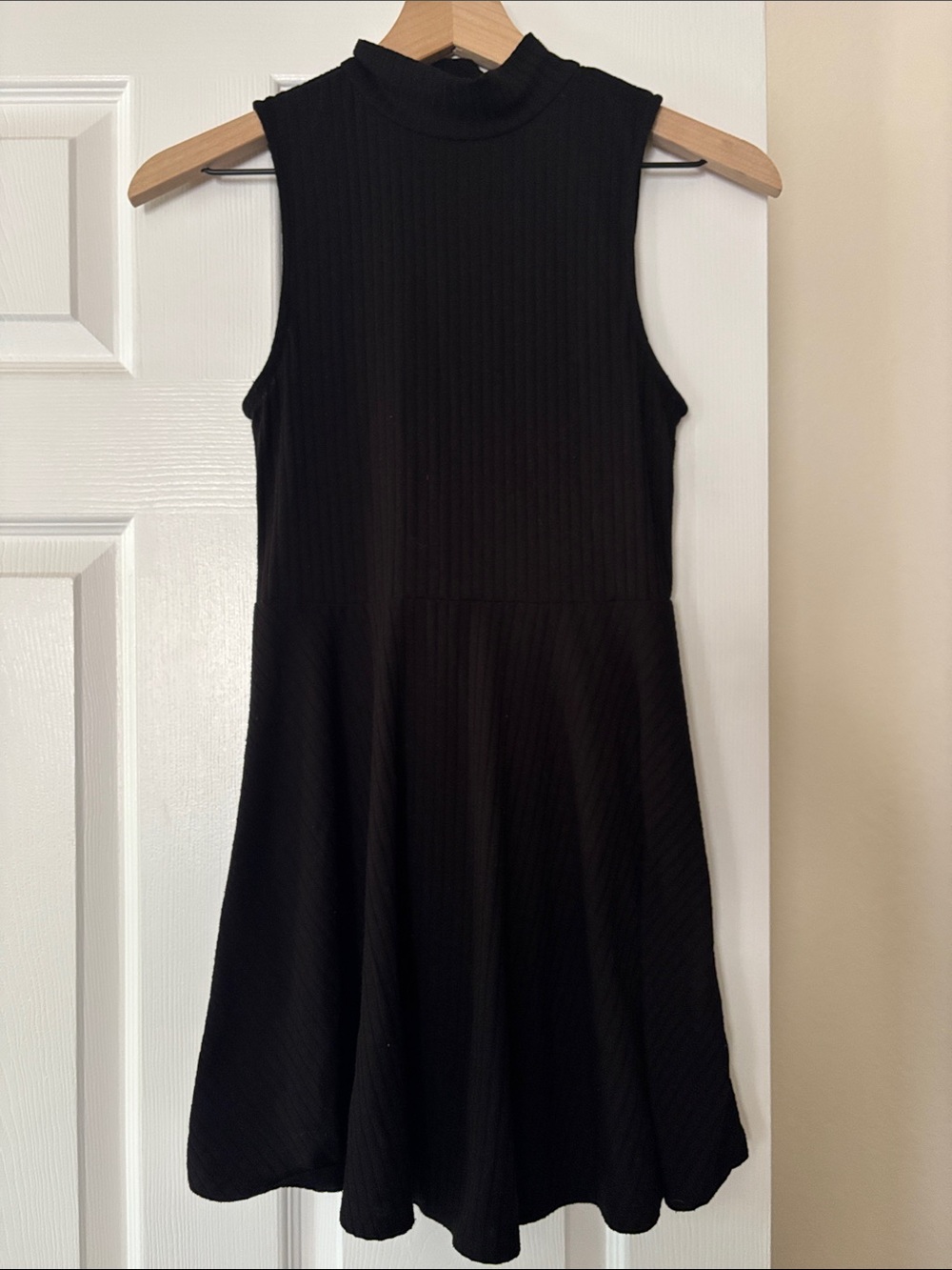 Aeropostale Black Ribbed Sleeveless Fit-and-Flare Mini Dress